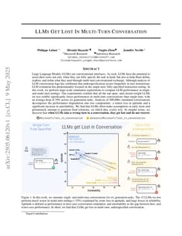 LLMs Get Lost In Multi-Turn Conversation