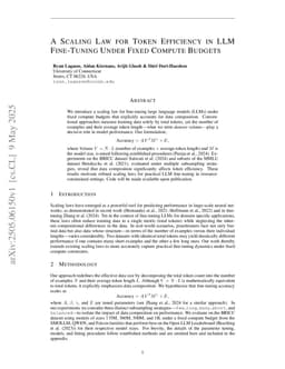 A Scaling Law for Token Efficiency in LLM Fine-Tuning Under Fixed Compute Budgets