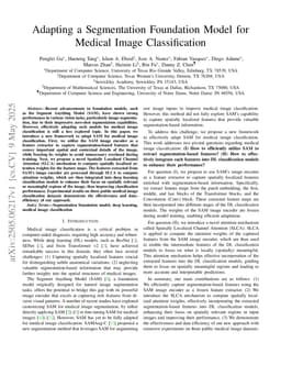 Adapting a Segmentation Foundation Model for Medical Image Classification