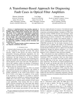 A Transformer-Based Approach for Diagnosing Fault Cases in Optical Fiber Amplifiers