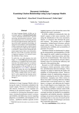 Document Attribution: Examining Citation Relationships using Large Language Models