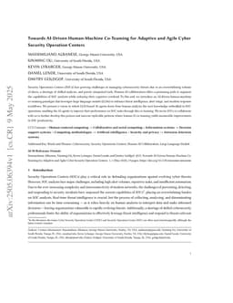 Towards AI-Driven Human-Machine Co-Teaming for Adaptive and Agile Cyber Security Operation Centers