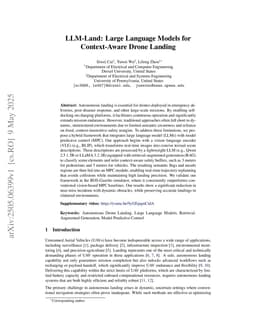 LLM-Land: Large Language Models for Context-Aware Drone Landing