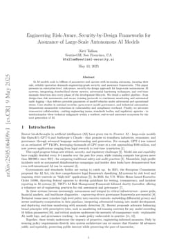 Engineering Risk-Aware, Security-by-Design Frameworks for Assurance of Large-Scale Autonomous AI Models