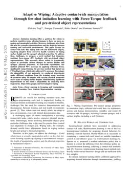 Adaptive Wiping: Adaptive contact-rich manipulation through few-shot imitation learning with Force-Torque feedback and pre-trained object representations