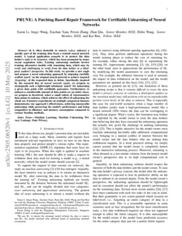 PRUNE: A Patching Based Repair Framework for Certiffable Unlearning of Neural Networks