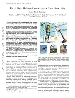ElectricSight: 3D Hazard Monitoring for Power Lines Using Low-Cost Sensors