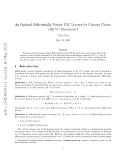 An \tilde{O}ptimal Differentially Private Learner for Concept Classes with VC Dimension 1