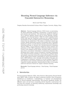 Boosting Neural Language Inference via Cascaded Interactive Reasoning