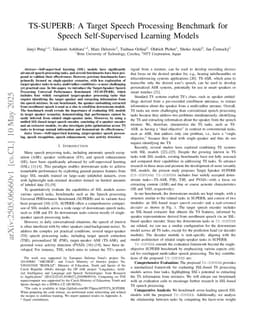 TS-SUPERB: A Target Speech Processing Benchmark for Speech Self-Supervised Learning Models