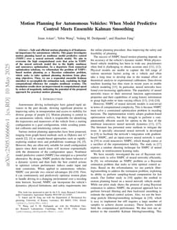 Motion Planning for Autonomous Vehicles: When Model Predictive Control Meets Ensemble Kalman Smoothing