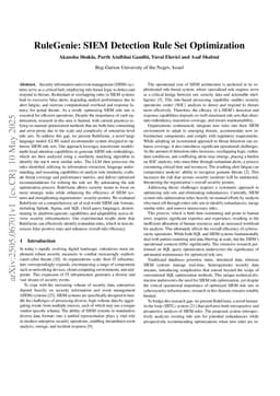 RuleGenie: SIEM Detection Rule Set Optimization