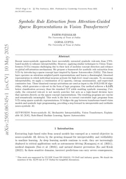 Symbolic Rule Extraction from Attention-Guided Sparse Representations in Vision Transformers