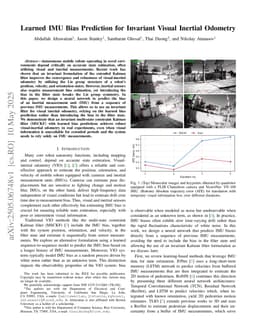 Learned IMU Bias Prediction for Invariant Visual Inertial Odometry