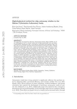 Digital-physical testbed for ship autonomy studies in the Marine Cybernetics Laboratory basin