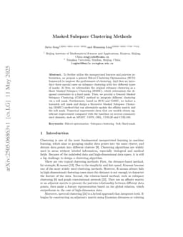 Masked Subspace Clustering Methods