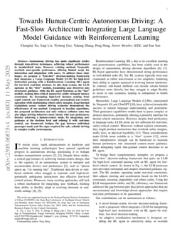 Towards Human-Centric Autonomous Driving: A Fast-Slow Architecture Integrating Large Language Model Guidance with Reinforcement Learning
