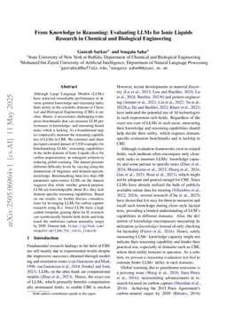 From Knowledge to Reasoning: Evaluating LLMs for Ionic Liquids Research in Chemical and Biological Engineering