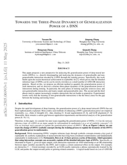 Towards the Three-Phase Dynamics of Generalization Power of a DNN