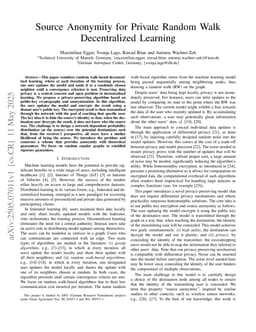 Source Anonymity for Private Random Walk Decentralized Learning