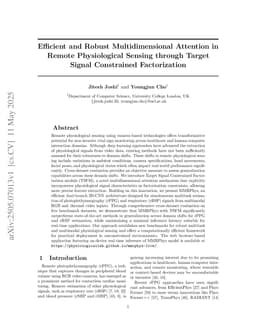Efficient and Robust Multidimensional Attention in Remote Physiological Sensing through Target Signal Constrained Factorization