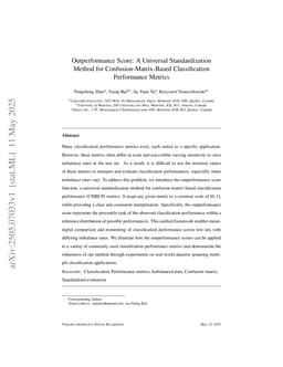 Outperformance Score: A Universal Standardization Method for Confusion-Matrix-Based Classification Performance Metrics