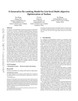 A Generative Re-ranking Model for List-level Multi-objective Optimization at Taobao