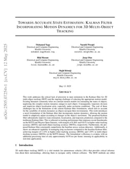 Towards Accurate State Estimation: Kalman Filter Incorporating Motion Dynamics for 3D Multi-Object Tracking