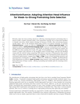 AttentionInfluence: Adopting Attention Head Influence for Weak-to-Strong Pretraining Data Selection