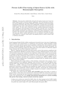 Private LoRA Fine-tuning of Open-Source LLMs with Homomorphic Encryption