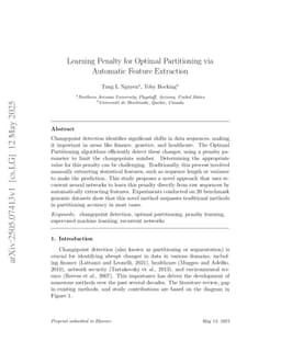 Learning Penalty for Optimal Partitioning via Automatic Feature Extraction