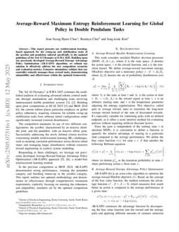 Average-Reward Maximum Entropy Reinforcement Learning for Global Policy in Double Pendulum Tasks