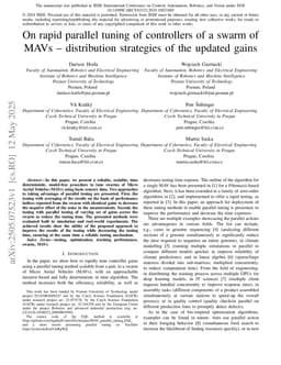 On rapid parallel tuning of controllers of a swarm of MAVs -- distribution strategies of the updated gains