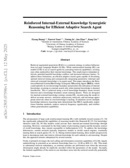 Reinforced Internal-External Knowledge Synergistic Reasoning for Efficient Adaptive Search Agent
