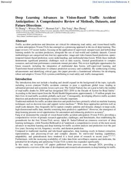 Deep Learning Advances in Vision-Based Traffic Accident Anticipation: A Comprehensive Review of Methods,Datasets,and Future Directions