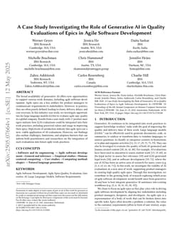A Case Study Investigating the Role of Generative AI in Quality Evaluations of Epics in Agile Software Development