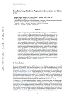 Benchmarking Retrieval-Augmented Generation for Chemistry