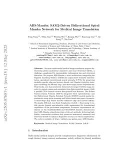 ABS-Mamba: SAM2-Driven Bidirectional Spiral Mamba Network for Medical Image Translation
