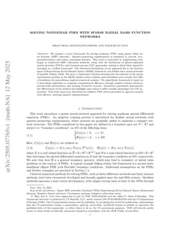 Solving Nonlinear PDEs with Sparse Radial Basis Function Networks
