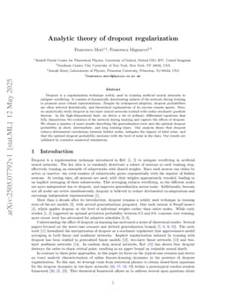 Analytic theory of dropout regularization