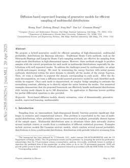Diffusion-based supervised learning of generative models for efficient sampling of multimodal distributions