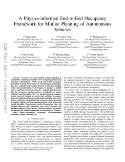 A Physics-informed End-to-End Occupancy Framework for Motion Planning of Autonomous Vehicles