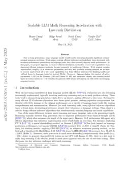 Scalable LLM Math Reasoning Acceleration with Low-rank Distillation