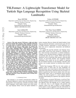 TSLFormer: A Lightweight Transformer Model for Turkish Sign Language Recognition Using Skeletal Landmarks
