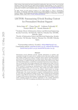LECTOR: Summarizing E-book Reading Content for Personalized Student Support