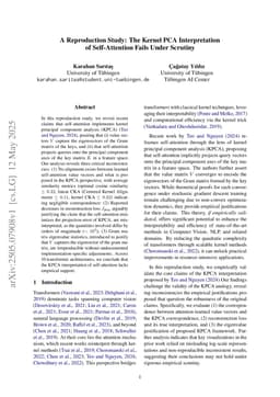 A Reproduction Study: The Kernel PCA Interpretation of Self-Attention Fails Under Scrutiny