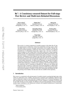 Re$^2$: A Consistency-ensured Dataset for Full-stage Peer Review and Multi-turn Rebuttal Discussions