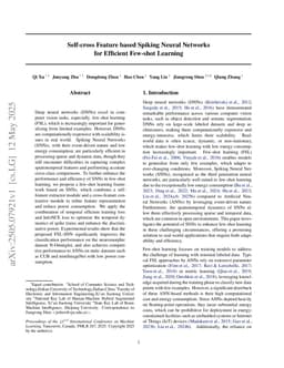 Self-cross Feature based Spiking Neural Networks for Efficient Few-shot Learning