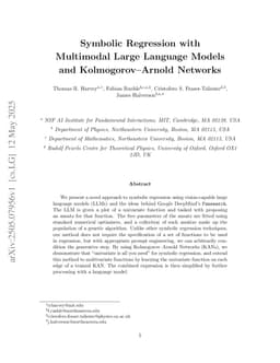 Symbolic Regression with Multimodal Large Language Models and Kolmogorov Arnold Networks