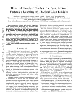 Demo: A Practical Testbed for Decentralized Federated Learning on Physical Edge Devices